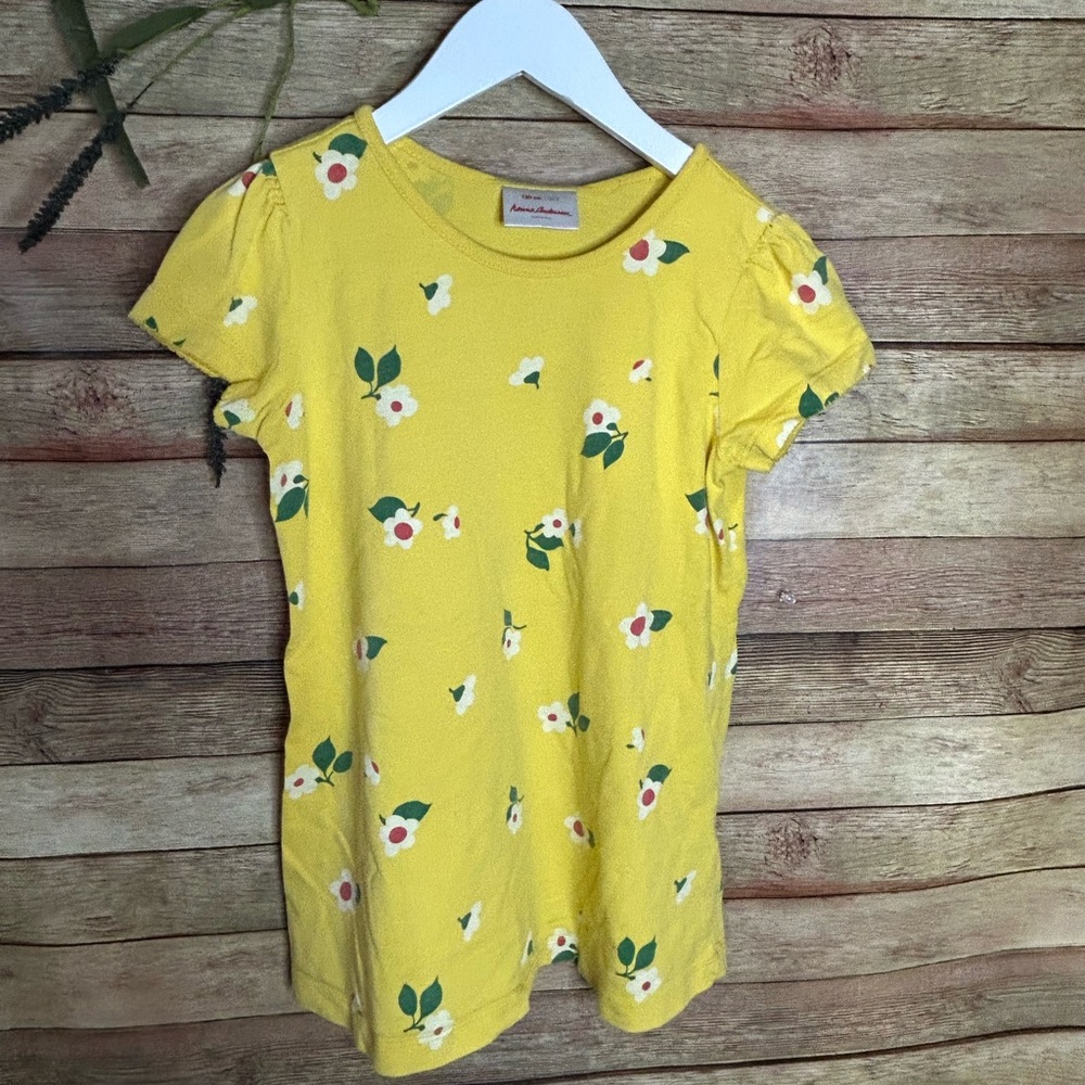 Hanna Andersson Short Sleeve 100% Cotton Shirt Floral Girls Size 8